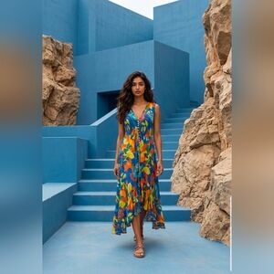 Multicolor High Low Dress